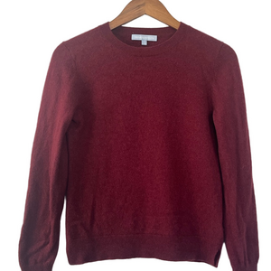 Antonio Melani Cashmere Crewneck Sweater with Side Slits Maroon Size Small